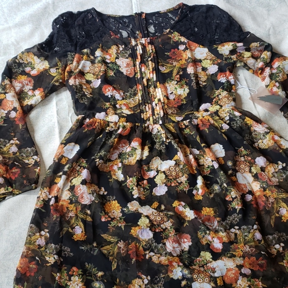 Floral Chiffon & Lace Dress